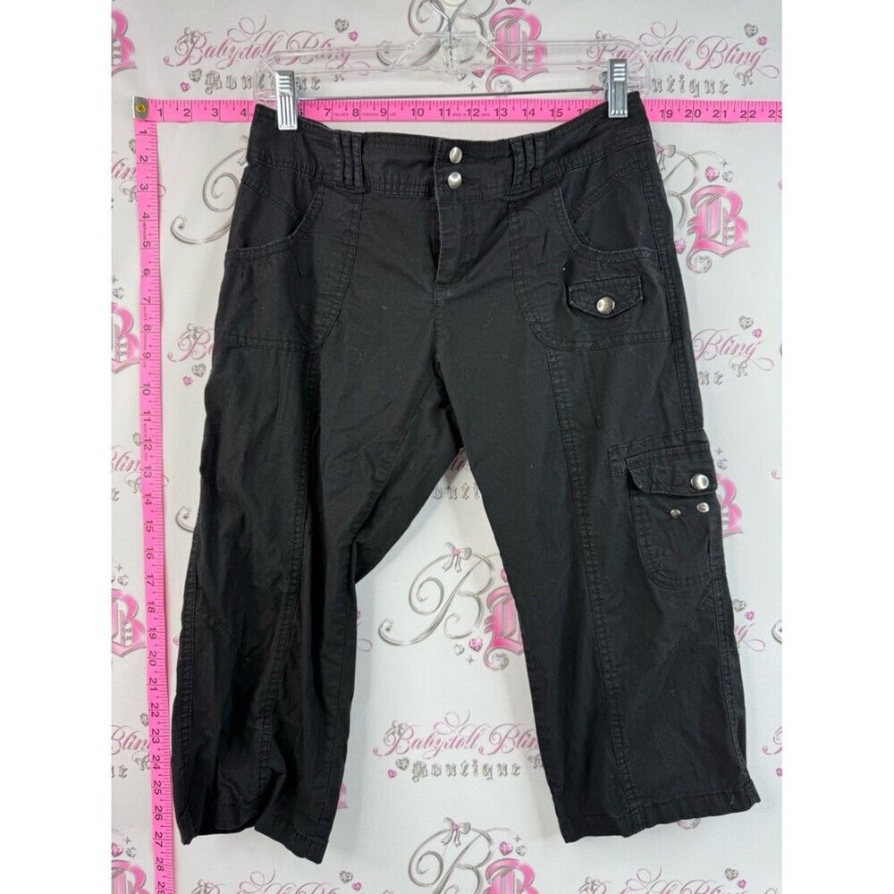 Ricki's capri pants pockets Black Cargo Capris with Snap Pocket Accents